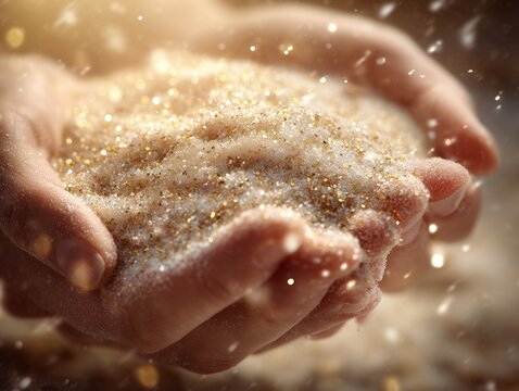 Manna from Heaven in Open Hands, Biblical Provision and Divine Sustenance