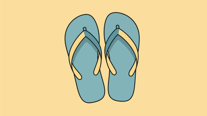 Vibrant blue flip-flops with yellow straps, a simple yet cheerful illustration perfect for summer holidays and beachside relaxation, evoking warm weather and leisurely days