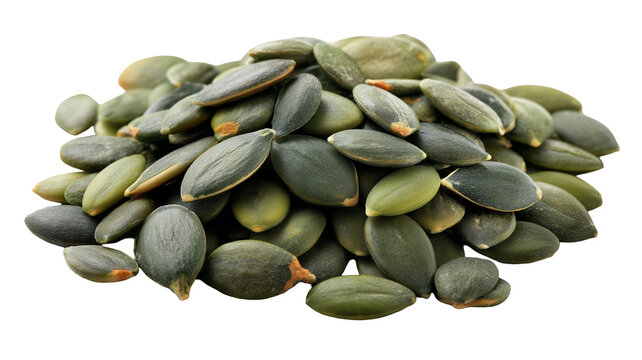 Pumpkin seeds pile, isolated on white, png