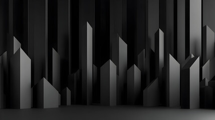Fototapeta premium Monochromatic Abstraction: A captivating abstract composition of angular, geometric shapes in varying heights and depths, creating a sophisticated and modern visual experience.