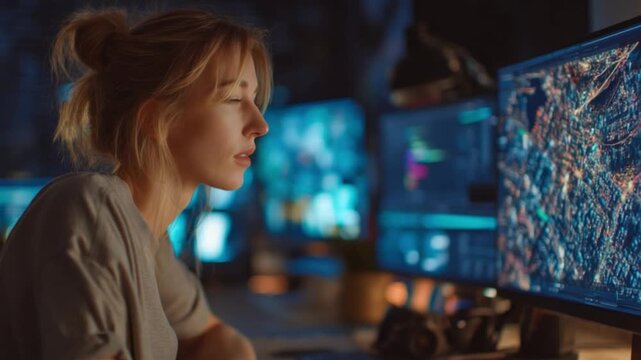 Beautiful Female AI Engineer at Work