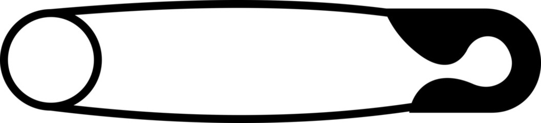 Safety Pin Icon represents simplicity, practicality, and everyday utility in a clean, minimal, and modern outline style. This premium black vector design holding fabric or small objects together.