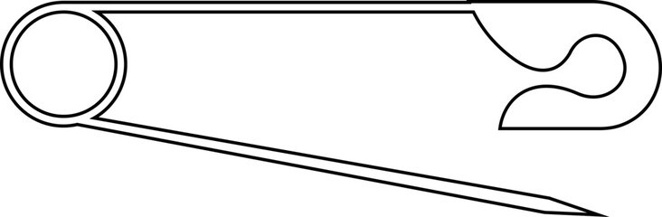 Safety Pin Icon represents simplicity, practicality, and everyday utility in a clean, minimal, and modern outline style. This premium black vector design holding fabric or small objects together.