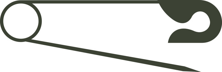 Safety Pin Icon represents simplicity, practicality, and everyday utility in a clean, minimal, and modern outline style. This premium black vector design holding fabric or small objects together.