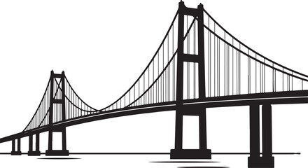 Fototapeta premium black silhouette of bridge on white background, vector