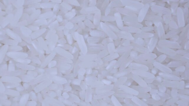 Close Up Uncooked White Rice Grains Food