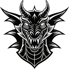 Fototapeta premium Stylized Dragon Head Mascot Logo: Mythical Creature Vector Icon