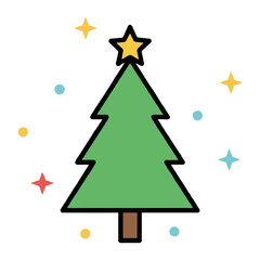 Obraz premium Christmas Tree with Star – Cute Festive Holiday