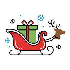 Christmas Sleigh with Reindeer and Gifts – Festive Illustration
