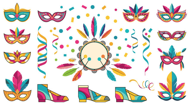 Carnival masks and accessories set white