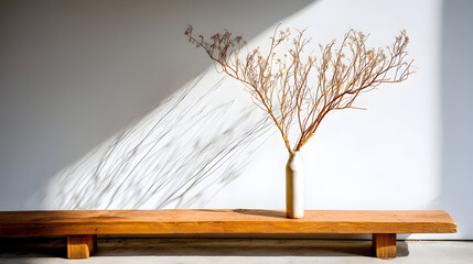 Neutral colors frame a sleek modern hallway styled with delicate New Year d&eacute;cor