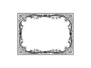 Artistic Rectangular Decorative Frame Featuring Art Nouveau Style 2D Elegant Design Element