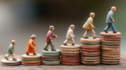 Group of miniature people representing diverse individuals coming together in a collaborative effort towards a common goal