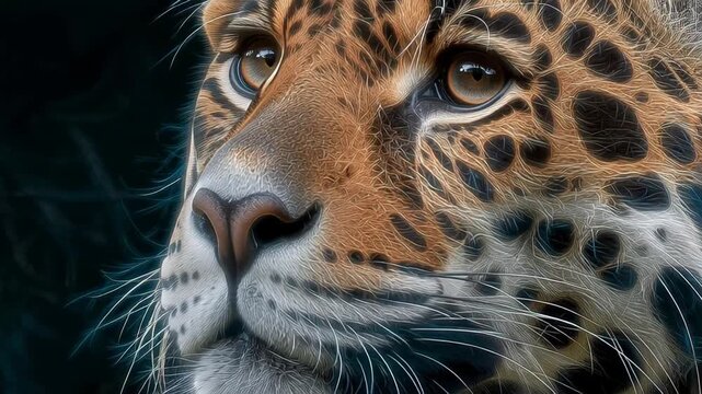 Close-up of a Leopard's Face with Intense Eyes in Natural Setting