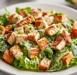 Crispy Chicken Caesar Salad With Parmesan And Croutons
