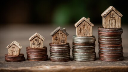 Stack of coins with a house model on top symbolizing family wealth building and long-term financial goals vision