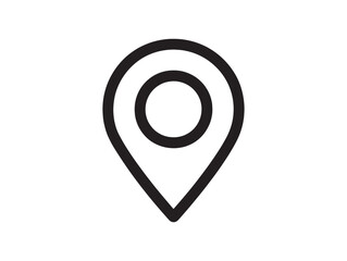 Minimalist pin location icon for map navigation in clean 2D vector line art