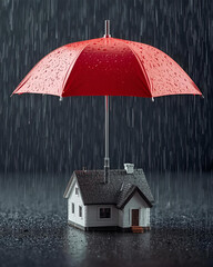 heavy rain, large red umbrella, red umbrella, rainy day, rain droplets, stormy weather, umbrella closeup, rainy scene, rain protection, wet pavement, rain photography, vibrant umbrella, outdoor rain, 