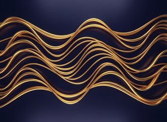 Dynamic Golden Waves Abstract Background with Flowing Lines and Luxurious Texture on Dark Surface for Elegant Design and Visual Appeal
