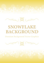 金色の雪の結晶が飾る冬の縦型背景フレーム（スノーフレークデザイン）| ベクター素材 コピースペース カード