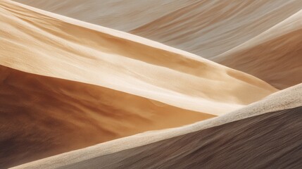Minimal abstract desert dunes with soft flowing beige and sand tones creating smooth sculpted curves and gentle light gradients