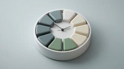 A colorful clock displaying various shades to inspire creativity and organization in daily planning and scheduling