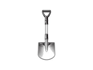 Shovel 2D vector line art minimal black design gardening tool equipment simple illustration style