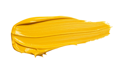 textured abstract yellow color paint stroke isolated on transparent background, png