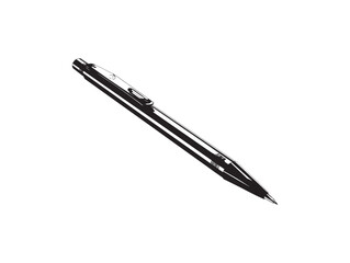 Single black vector ballpoint pen simple 2D vector line art illustration minimal design concept