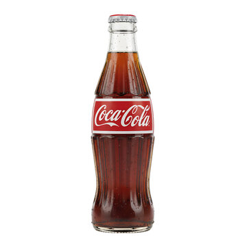 classic coca-cola glass bottle isolated on white background