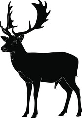 Fototapeta premium Deer silhouette with large antlers wildlife vector illustration