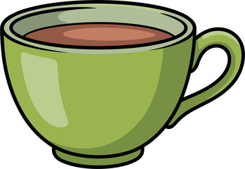 A green teacup stands out against a black background, holding a warm, comforting beverage.