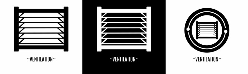 Ventilation logo set. Collection of black and white logos. Stock vector.