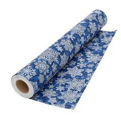 Patterned wrapping paper roll (snowflake theme), isolated