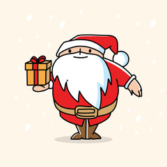 Cute Santa Holding a Christmas Gift