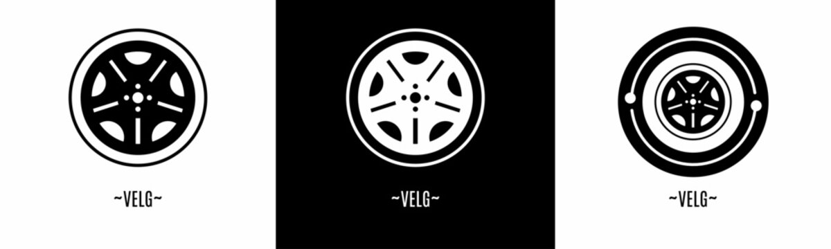 Velg icon set. Collection of black icon. Stock vector.