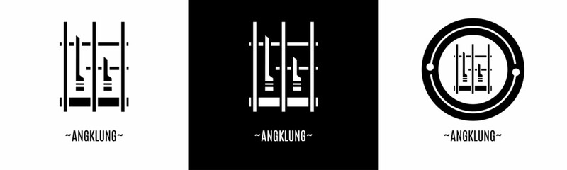 Traditional music logo set. Collection of black and white logos. Stock vector.