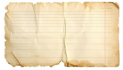 Aged lined paper, ripped and stained