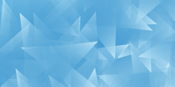 Design blue background design with layers of textured white transparent material in triangle modern abstract art