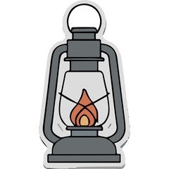 Vintage Oil Lantern With Flame Burning Brightly Illuminated In A Dark Setting Providing Warm Light For Rustic Ambiance