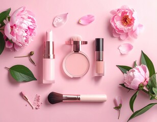 Flat lay of beauty and flower still