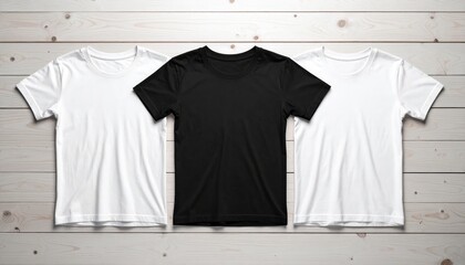 Three shirts white, black, and white
