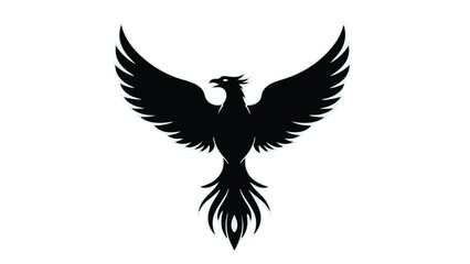 Obraz premium Majestic black phoenix with wings spread wide, symbolizing rebirth and power.
