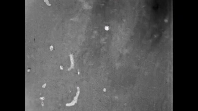 People playing hockey game on frozen ice river. Active fun leisure in cold winter. Amateur sport recreation in snow lake. Hockey skating in Vintage film. Old archive activity. Archival retro 1960s
