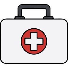 Obraz premium White Medical First Aid Kit With Red Cross Symbol Isolated On Black Background Health Care Emergency Preparedness Aid Supplies