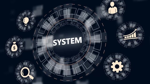Internet, business, Technology and network concept. SAP System Software Automation concept on virtual screen data center.