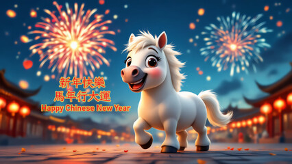 Happy Chinese New Year. Year of the horse. Greeting card and poster design.