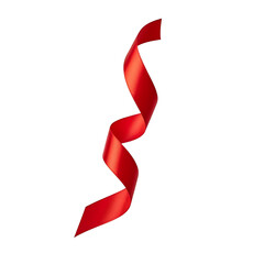 Red ribbon curl isolated on white