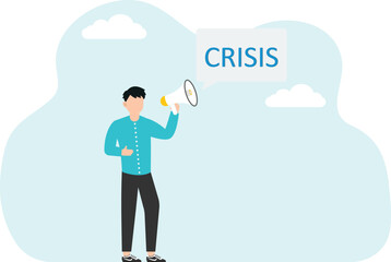 Financial difficulties, decrease in value of business or company shares, stock market crash, economic crisis, business failure, loss of cash, lose investments, man warns of crisis.
