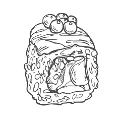 Hand Drawn illustration of sushi drawing. Doodle Vector Sketch Illustration